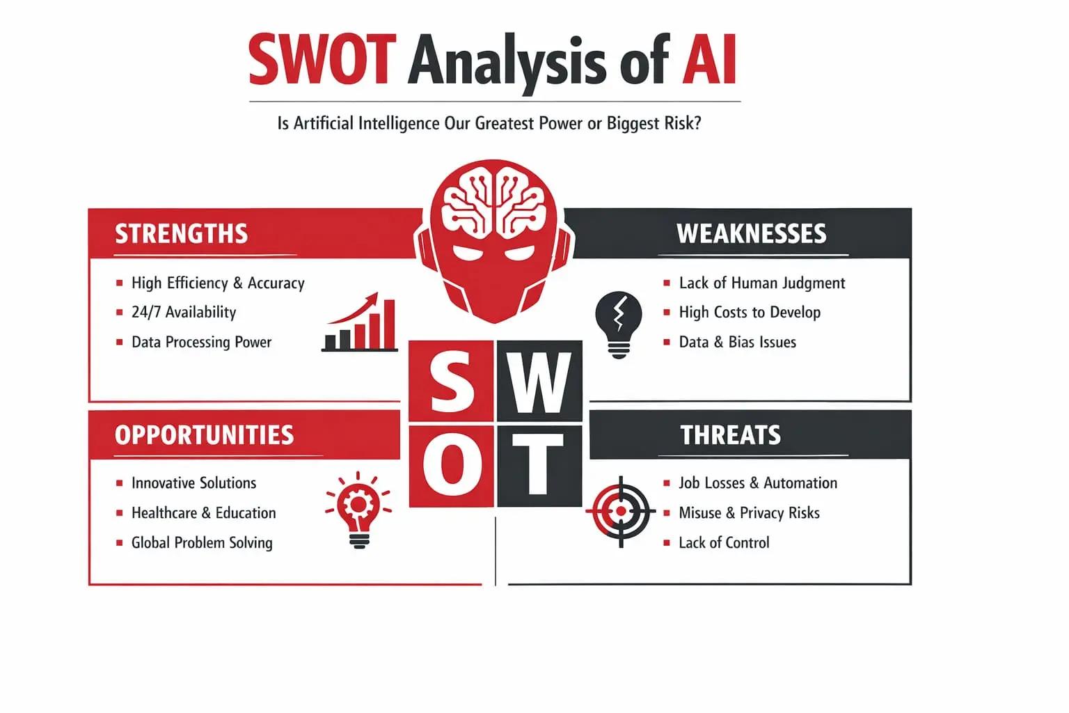 SWOT Analysis of Artificial Intelligence: Opportunities, Risks, and the Road Ahead