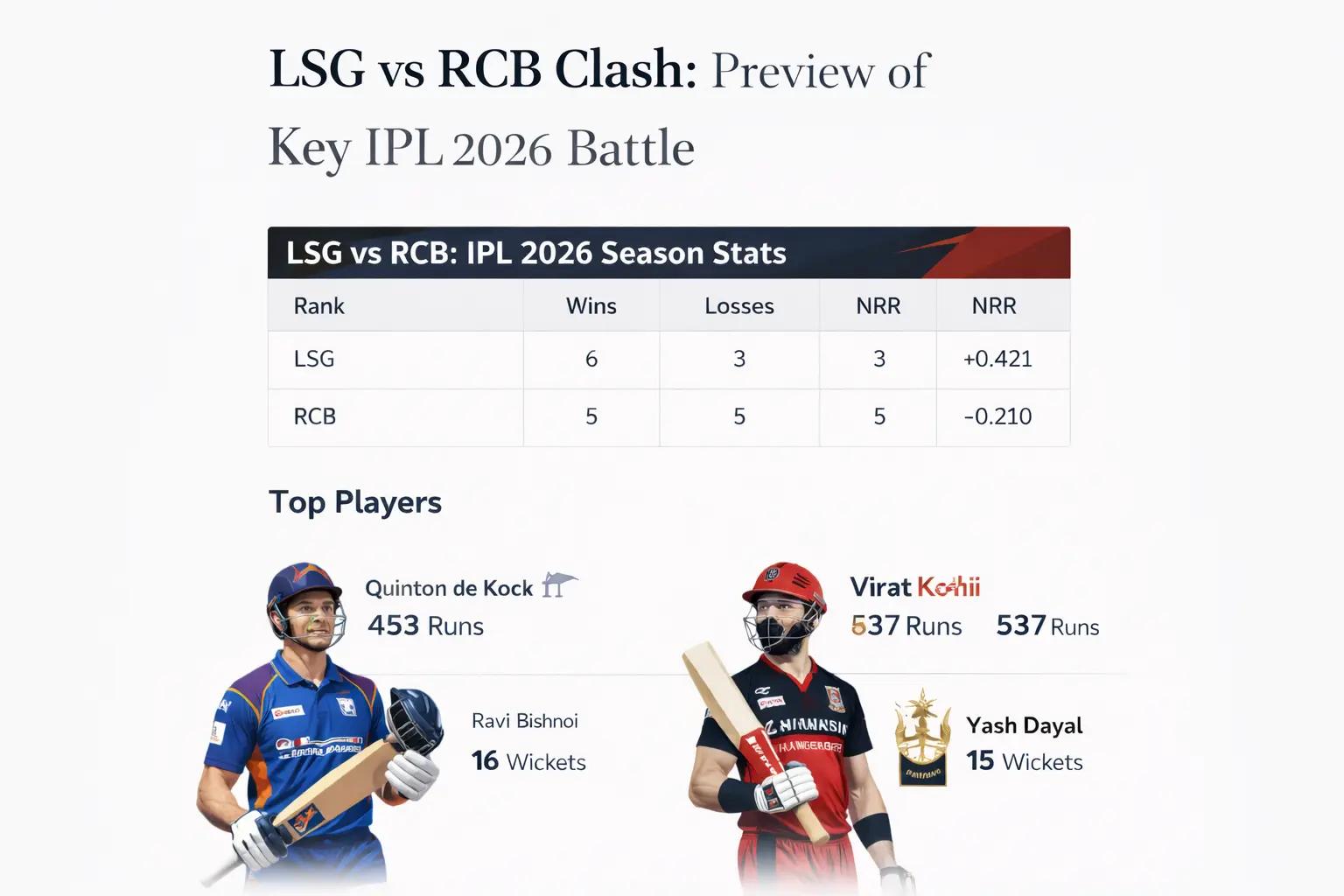 LSG vs RCB Fantasy Preview IPL 2026 High Stakes Clash Set to Test Strategy and Nerves