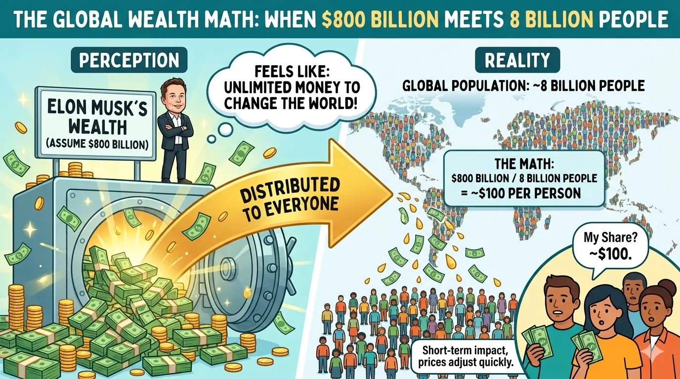 If Elon Musk Gave Every Person Money, How Much Would You Actually Get?